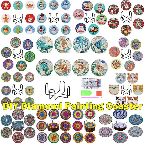 31 Style DIY Cartoon Diamond Painting Coasters 5D Embroidery Home Decoration Coasters Christmas Gift @#A11