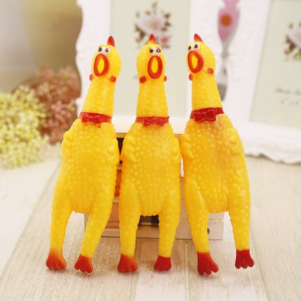 Pets Dog Toys Screaming Chicken Squeeze Sound Toy for Dogs Super Durable & Funny Squeaky Yellow Rubber Chicken Dog Chew Toy