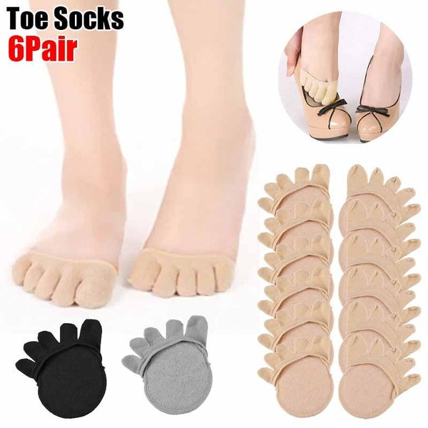 6 Pair Toe Topper Socks Breathable Liner Half tabi Socks for Women Seamless Grip Non Slip Socks Hidden Toe Covers Socks