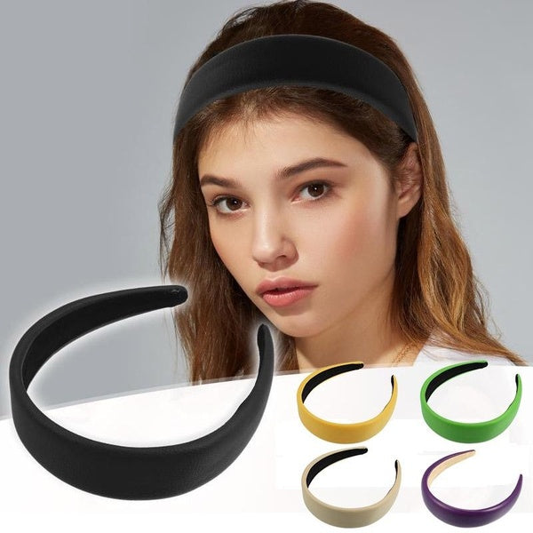 VOCOSTE Fashion Faux Leather Headband, Hairband Hair Accessories for Women, 1.6 Inch-4cm Wide,Black-Green-Yellow-Beige-White-Purple Matron Inn