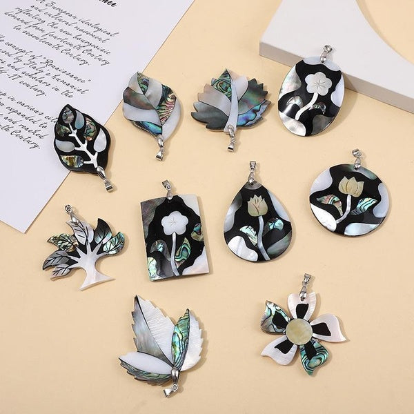 New diy jewelry accessories black shellfish abalone shellfish mother-of-pearl shellfish shell color matching pendant Matron Inn