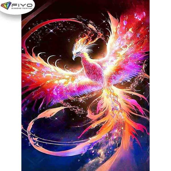 FIYO Flaming Peacock Diamond Painting Kits For Adults DIY 5D Diamond Mosaic Diamond Painting Home and Kitchen Fashion Canvas Pictures Wall Decoration
