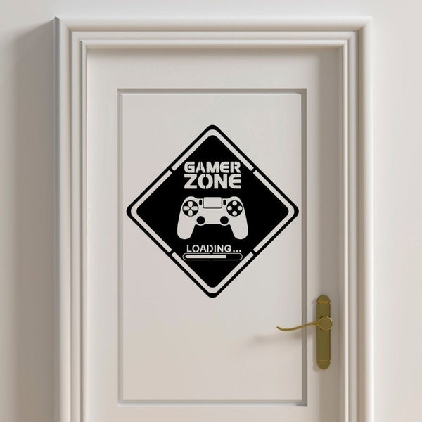 Gamer Zone Door Decal Gamer Wall Vinyl Stickers Controller Video Game Art Decals for Kids Rooms Boy Bedroom Home Decoration