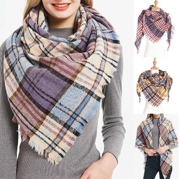 New shawl Classic Lattice Design Women Triangles Scarf Simple Comfortable Long Scarves Shawl Autumn Winter Clothing Accessories