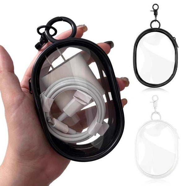 1-2pcs Small Cable Storage Bag, Transparent PVC Travel Cable Organizer Case Mini Cord Organizer Pouch For USB Data Cables, Charger, Headphones