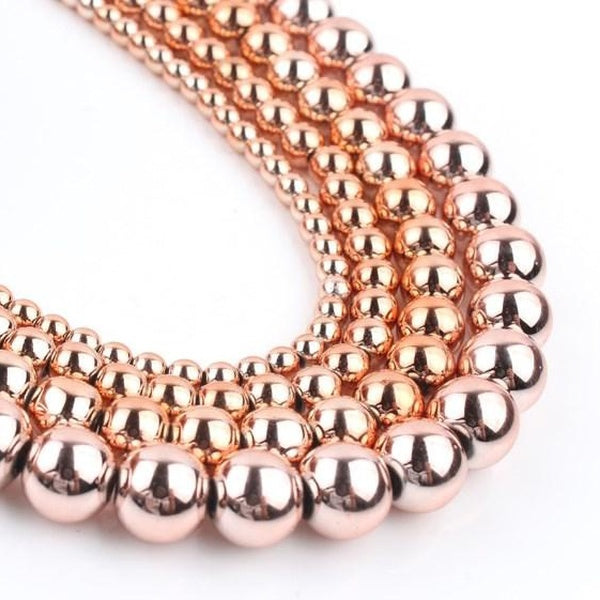 1lot Natural Stone Rose Gold Plating Hematite Bead Loose Spacer Accessories Beads For Jewelry Making DIY Bracelets 4 6 8 10mm Matron Inn