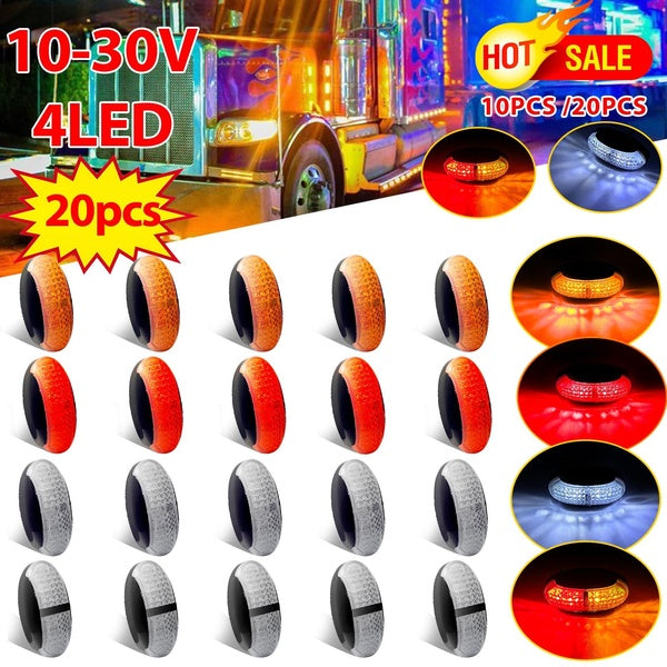 20-10PCS 10-30V Super Bright Car Truck LED Waterproof Oval 4 LED Clearance Lamp Side Marker Indicator Light Turn Signal Lamp for Lorry Bus Pickup RV
