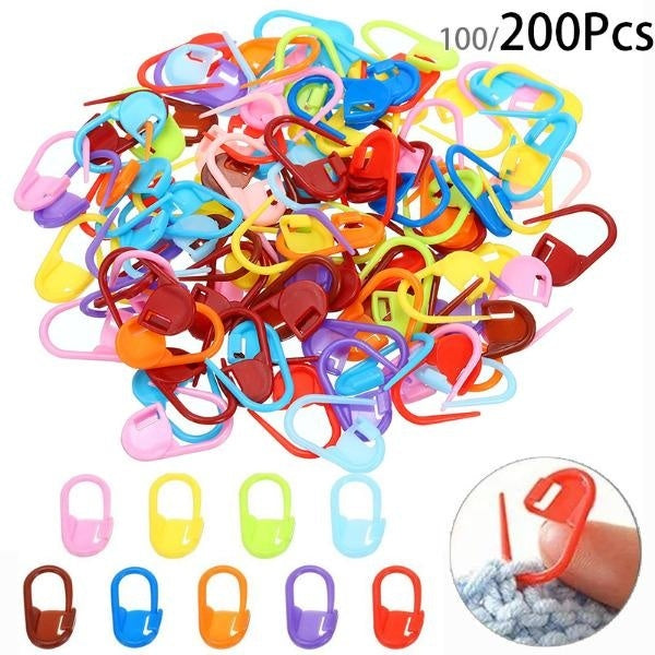 100-200Pcs Mix Color Plastic Knitting Tools Small Clips Pins Locking Stitch Markers Crochet Sewing Needle Clip Hooks Accessories