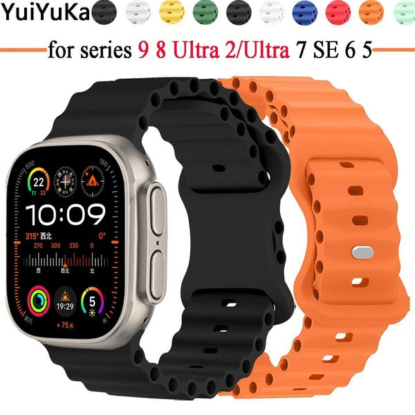 YuiYuKa Silicone Sport Strap for Smart Watch Ultra-Ultra 2 49mm 9 8 7 45mm 44mm 40mm 41mm 42mm 38mm 40 44 for Smartwatch Series 6 SE 5 4 3 2 1 Soft B