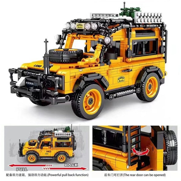 2020 New 1053Pcs Yellow Off-road Vehicle SUV Car Model Building Block Brick Educational Assembly Toy Children Gift