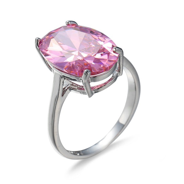 925 sterling silver Powder drill rings for women New Model Fashion Jewelry Zircon Elliptical Shape Rings Wedding Jewelry Engagement Diamond Rings