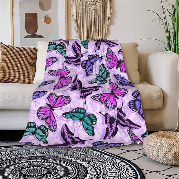 Butterfly Band Printed Blanket Deer Throw Blanket Flannel Blanket Soft Fleece Blanket for Home Couch Bed Sofa Kid Adult All Season Blankets Gift