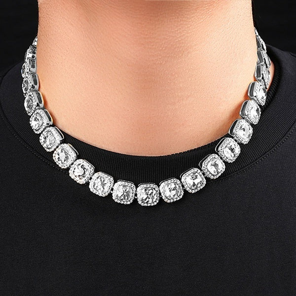 Men Women Fashion Jewelry Hip Hop Diamonds 13mm Width Thick Chain Necklace Bracelet Square Chain Iced Out Bling Choker Necklaces