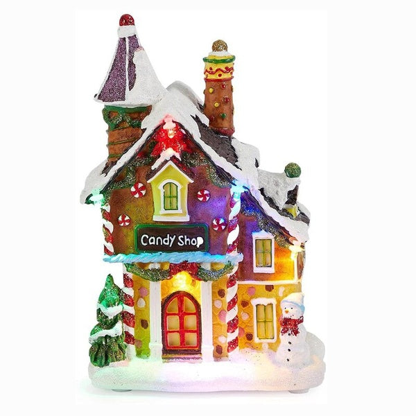Christmas Candy Gingerbread House Decor - Christmas Village Houses Building with LED Light up Decorative Tabletop Decoration