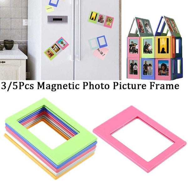 3-5Pcs Double Sided Magnetic Fridge Picture Frame forfor Fridge Table Photo Frame Magnets Children's Artwork Frames 3 inch