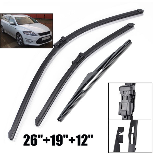 Xukey 3Pcs-set Front Rear Windshield Wiper Blades Kit For Ford Mondeo 4 Estate Wagon 2014 2013 2012 2011 2010 2009 2008 2007