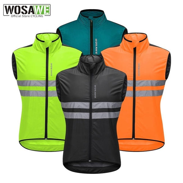 WOSAWE Windproof Cycling Vest Mens Bike Reflective Gilet Racing Waistcoat Sleeveless Bicycle Jacket