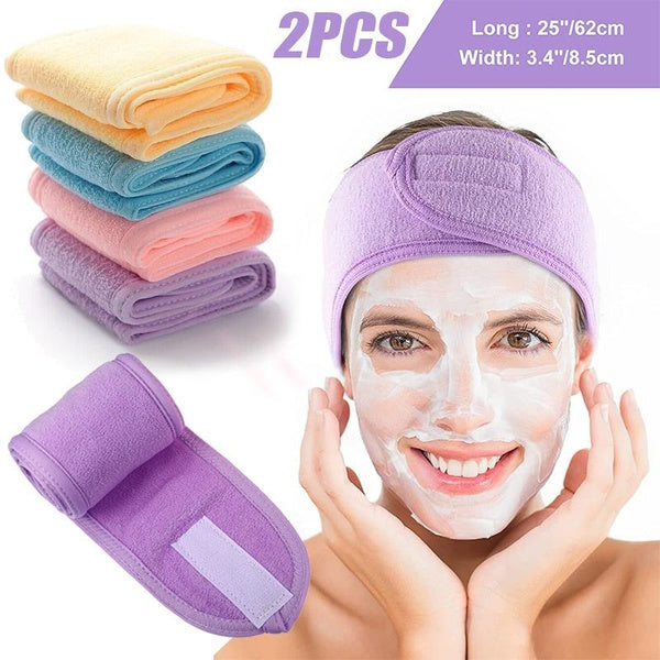 2 pièces visage bandeau de cheveux maquillage ensemble visage lavage bandeaux Spa douche Yoga sport tissu éponge bandeau réglable élastique serviette