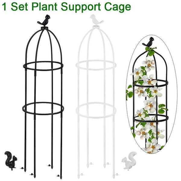 Cage de support de plantes, jardinière en plastique en forme d'oiseau, supporte le treillis d'escalade bricolage pour tige de jardin, vigne, blanc-no