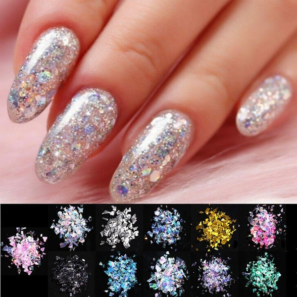 Aluminum Foil Nail Glitter Sequins Flakes Irregular Foil Paper UV Gel Polish Sequins Reflective Nail Art Decor