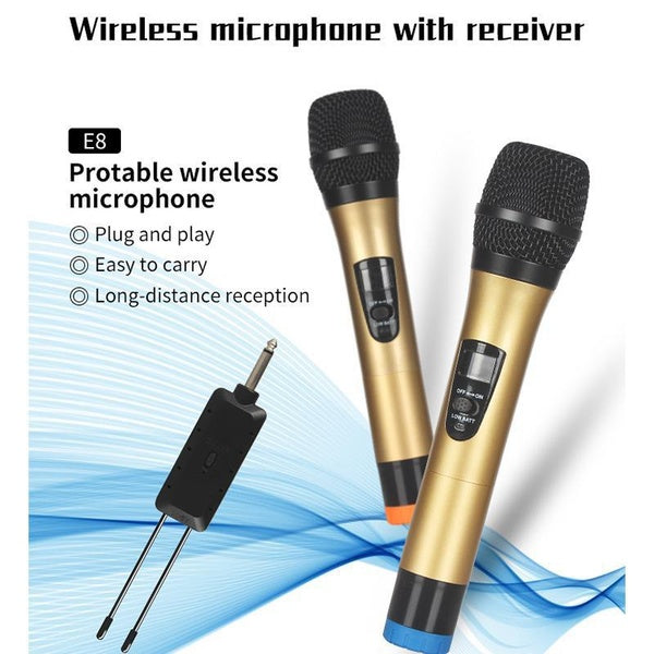 Professional Handheld UHF Wireless Microphone with Receiver for Karaoke Party Home Meeting Church School Show