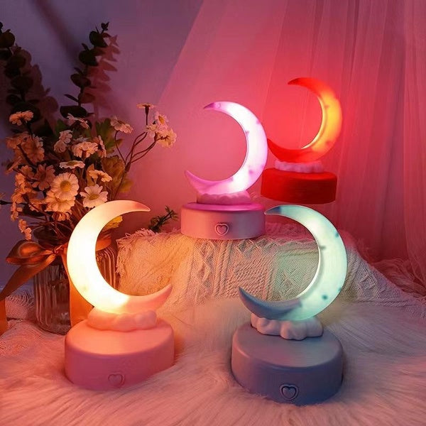 Crescent Moon Night Light Children'S Desk Night Lamp Moon Cloud Glow Toy Bedside Lamp For Home Children' Bedroom Decoration Gift