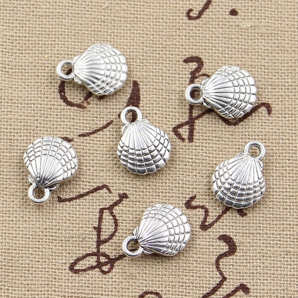 20pcs 13x10mm Charms Vintage Tibetan Silver Double Sided Shell Pendants fit DIY Bracelet Necklace Making