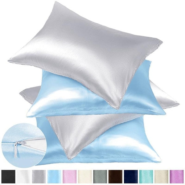 Cooling Silk Pillow Case Stain Silk Pillowcase for Hair and Skin Anti-Static Skin-Friendly Dual Sides Soft Breathable Smooth Both Sided Silk Pillow C