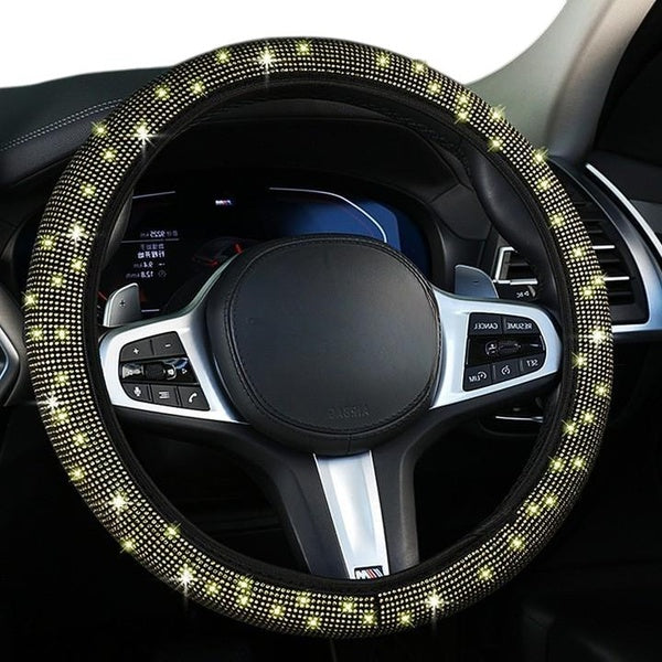 Bling Car Accessories For Women,Bling Steering Wheel Cover Bling CarCoasters Bling Set Seat Belt Shoulder Pads Ring Emblem Sticker Gear Shift Cover