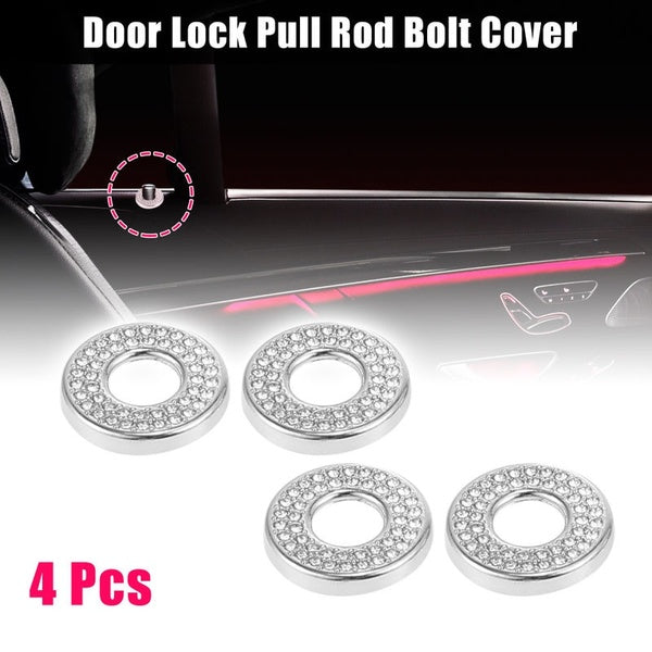 4pcs Bling Car Door Lock Pull Rod Bolt Cover Inner Fitting Trim Decals Interior Accessories for Mercedes-Benz C Class 2015-2019