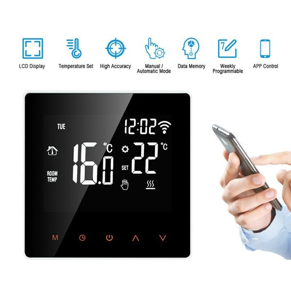 Thermostat Digital Temperature Controller APP Control LCD DisplayTouch Screen Week Programmable Electric Floor Heating Thermostat for Home School Off