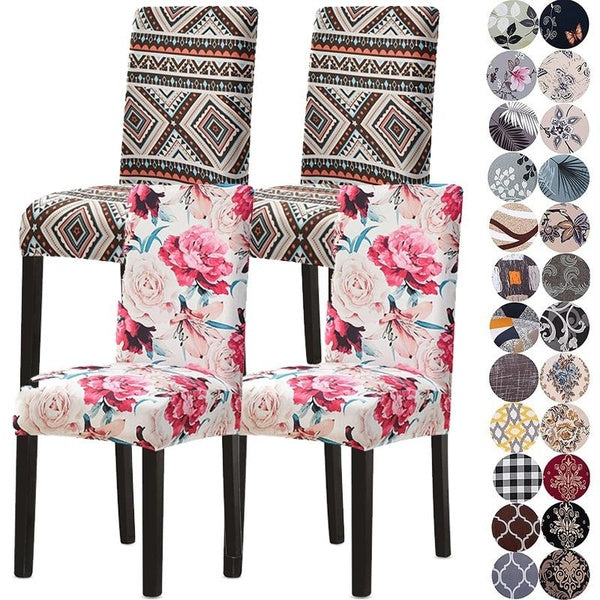 100 Colors Available High Quality Printed Chair Cover Spandex Elastic Dining Chair Slipcover Removable Washable Chair Covers for Hotel Wedding Party