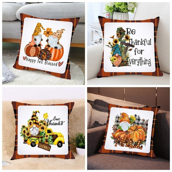 New autumn maple leaf pumpkin autumn home thanksgiving printing series pattern pillowcase square pillowcase home office decoration (45cm*45cm)