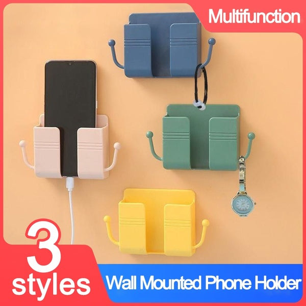 Mobile Phone Holder Wall Stand Mounted Organizer Storage Rack Mounts Holders Remote Control Hook Stand Mobile Standing Charging