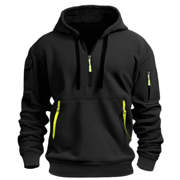 Men's casual sports multi-zip arm pocket hoodie jumper hoodie