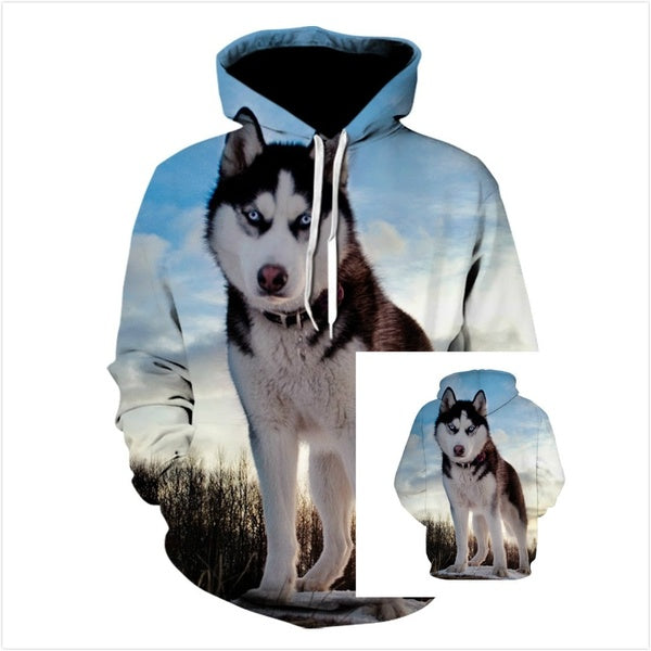 Funny and cute Siberian husky dog 3D printed hoodie funny winter men Pullover cool