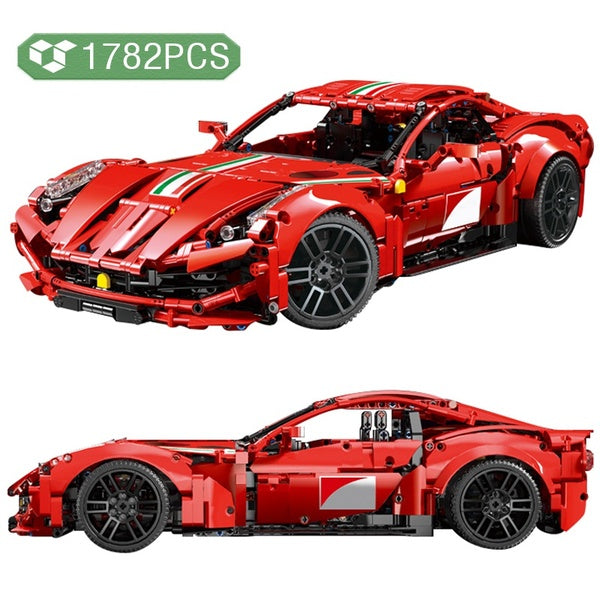 NEW 2021 1782Pcs Super Sport Red Car Model Building Block Brick Educational Assembly Toy Children Boy Gift
