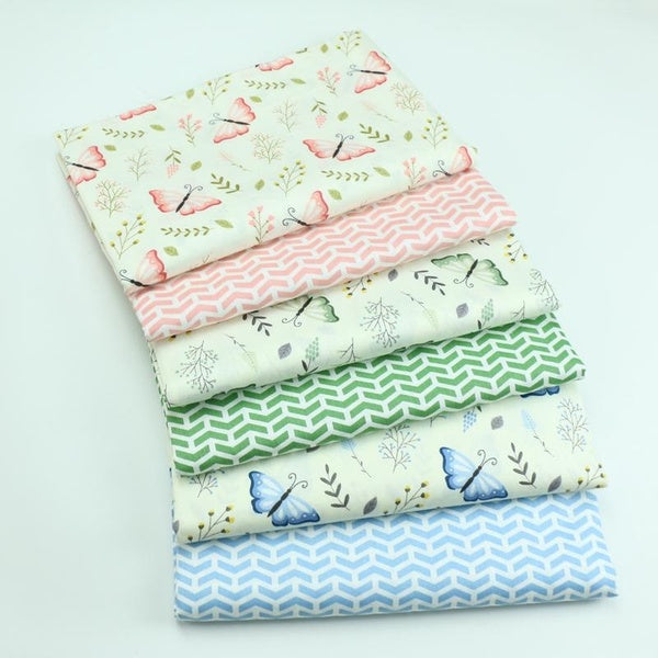 50x160cm Children's Cartoon Butterfly Printed Cloth 100% Cotton Twill Fabric Handmade Cloth Tissue Sewing Baby Bedding Cloth Group Dolls Curtain Pill