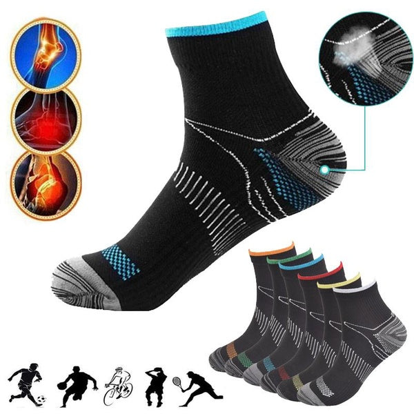 1-5 Pairs Ankle Compression Socks for Men & Women - Best Plantar Fasciitis Socks for Athletic Sport Running, Travel, Cycling, Hiking