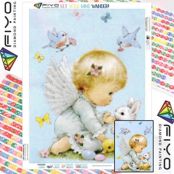 FIYO Baby DIY 5D Diamond Painting Full Drill with Number Kits Home and Kitchen Fashion Mosaic Diamond Painting Canvas Wall Decoration Gift Crafts for