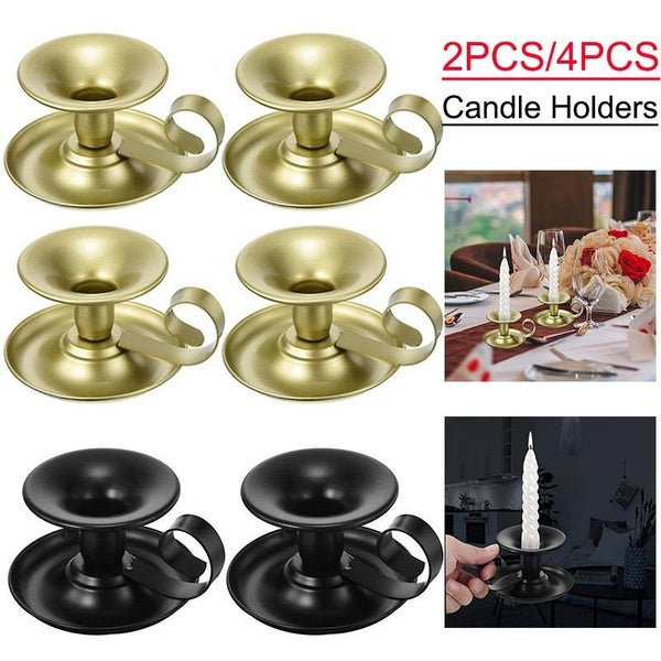 2-4Pcs For Tabletop Wedding Party Decor Candle Holders Retro Candle Holder Metal Iron Wrought Iron Candlestick Taper Home Decorations
