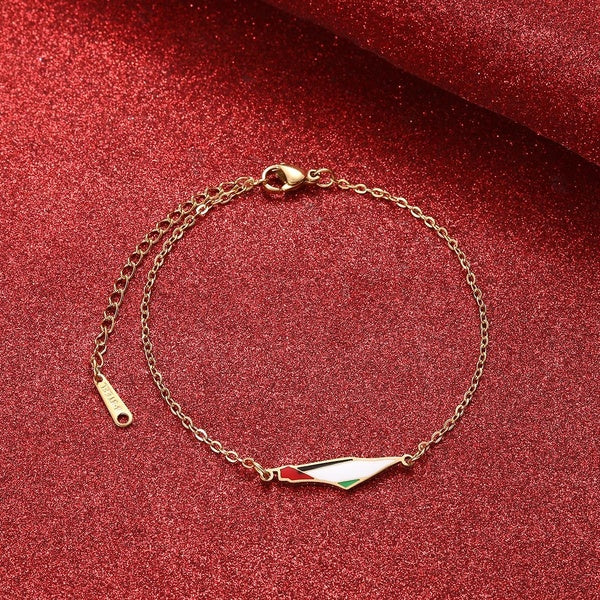 Bracelet pendentif carte de la Palestine