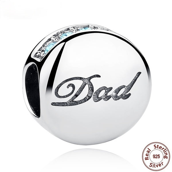 BAMOER véritable argent sterling 925 cristaux bleus papa charme ajustement bracelets bracelets fête des pères cadeau SCC006