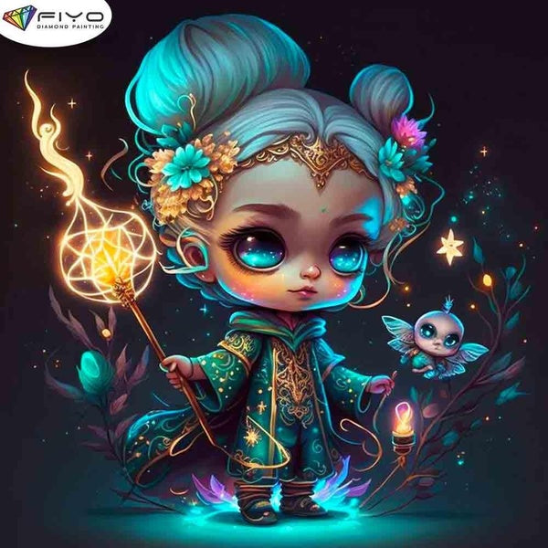 FIYO Torch Girl Diamond Painting Kits For Adults DIY 5D Diamond Mosaic Diamond Painting Home and Kitchen Fashion Canvas Pictures Wall Decoration Gift