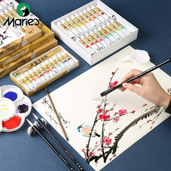 Marie's Chinese Painting Pigment Watercolor 5ML 12 Colors Drawing Water Color Pigment Students Beginners Art Supplies