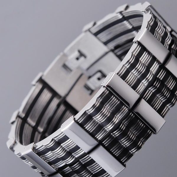 Mens Jewellery Accessories Men's Bracelet Bangle 13MM Wide Stainless Steel & Black Silicone Bracelets for Men Man On Hand Wrist Strap Matron Inn