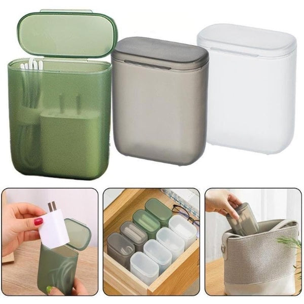 1PC Data Cable Storage Box Dust-proof Headphone Organizer Box With Cover Clear Cable Wire Container Box For Home Office