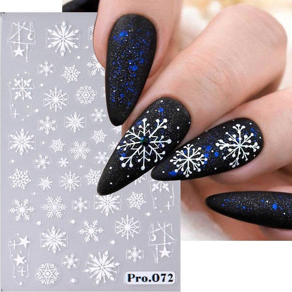 1PC Snowflake 5D Nail Stickers English Letter Self Adhesive Decals Sliders New Year Winter Foils Decorations Manicure NFPro076