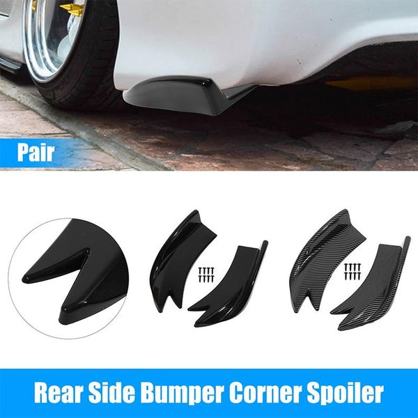 1 Pair Car Universal Rear Bumper Lip Diffuser Splitter Canard Protector Body Kit Black-Carbon Fiber Black