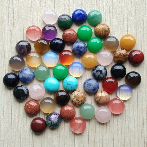 2019 Fashion Top Quality Natural Stone Mixed Round CAB CABOCHON Beads for DIYjewelry Accessories 10mm Wholesale 50pcs-lot Matron Inn